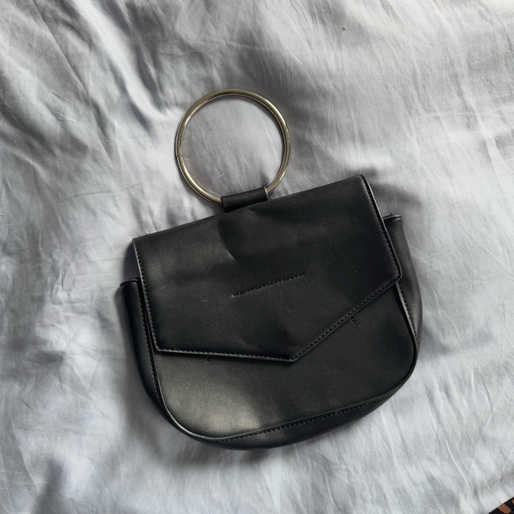 Sleek Black Clutch with Wristlet